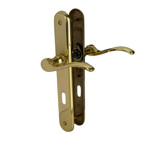 2 poignées de porte AGATHE, Laiton poli entraxe 195 mm