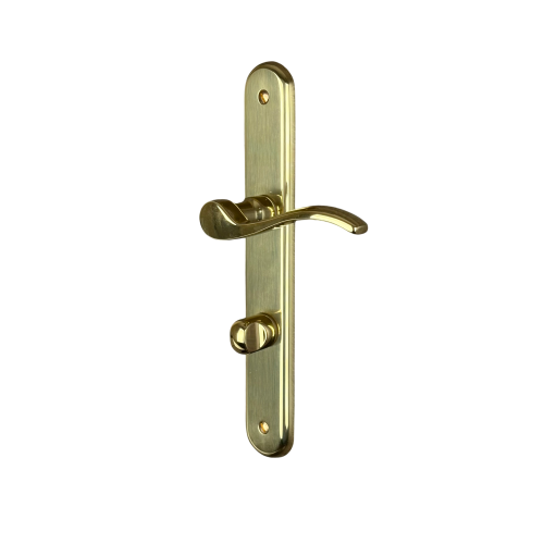 2 poignées de porte AGATHE, Laiton poli entraxe 195 mm