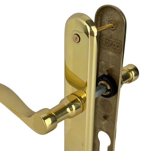 2 poignées de porte AGATHE, Laiton poli entraxe 195 mm