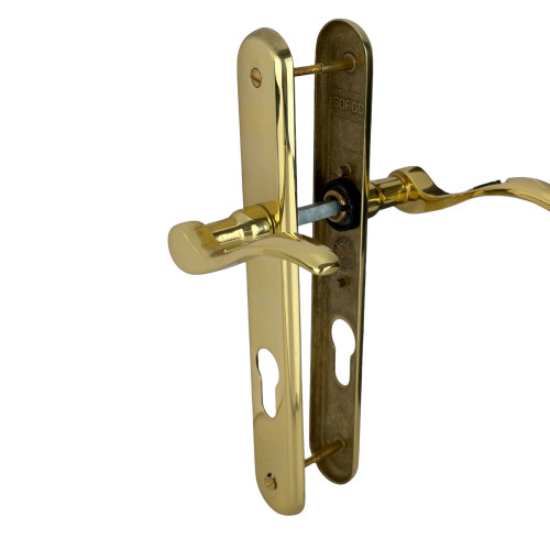 2 poignées de porte AGATHE, Laiton poli entraxe 195 mm