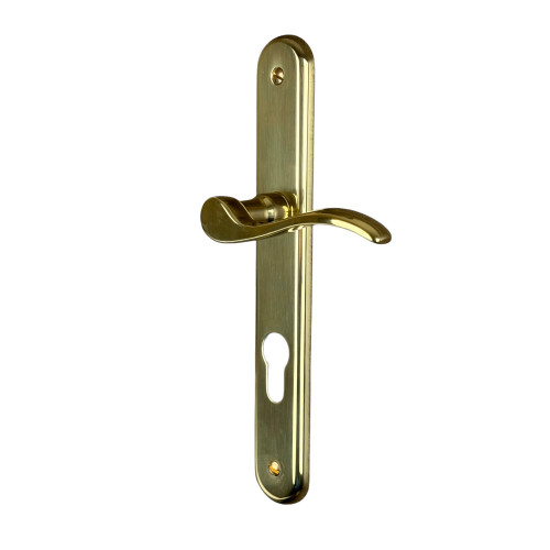 2 poignées de porte AGATHE, Laiton poli entraxe 195 mm