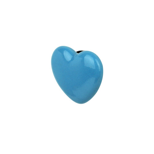 Bouton de meuble en porcelaine bleu motif coeur