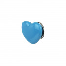 Bouton de meuble en porcelaine bleu motif coeur