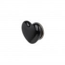 Bouton de meuble en porcelaine noir motif coeur