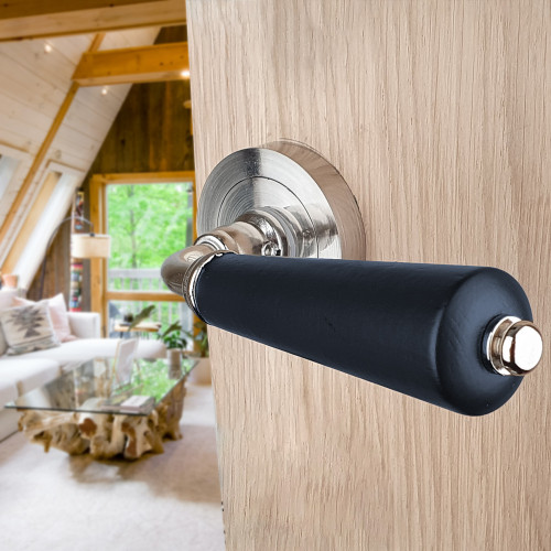 Poignée de porte sur rosace honfleur gris