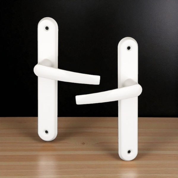 2 poignées de porte AVORIAZ, Aluminium blanc mat entraxe 195 mm