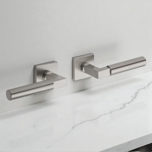 2 poignées de porte ALASKA SQUARE, Inox entraxe 38 mm