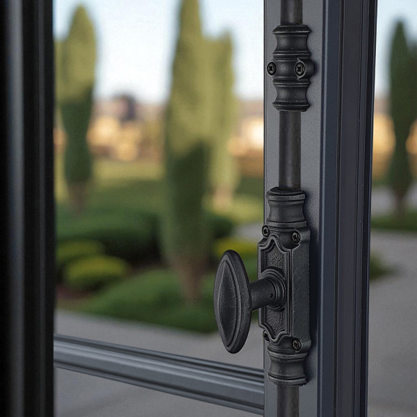 Fausse crémone à bouton ovale pour fenêtre NOCTU, fer noir