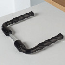 2 béquilles de porte ou portail NANTUA TORSADE, Aluminium noir, Carré 7 mm