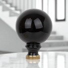Boule de rampe d’escalier BOWL, Porcelaine noire embase laiton poli doré
