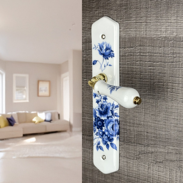 Poigné de porte BLEUET en porcelaine