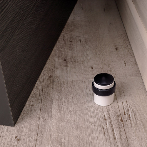 Butée de porte sol CYLINDRIQUE, Aluminium blanc mat