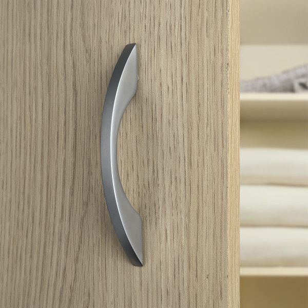 Poignée de meuble QUAD en métal nickel satiné entraxe 128 mm