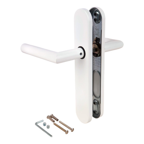 2 poignées de porte Dualfit - Edison, blanc entraxe 165 et 195 mm sans trou