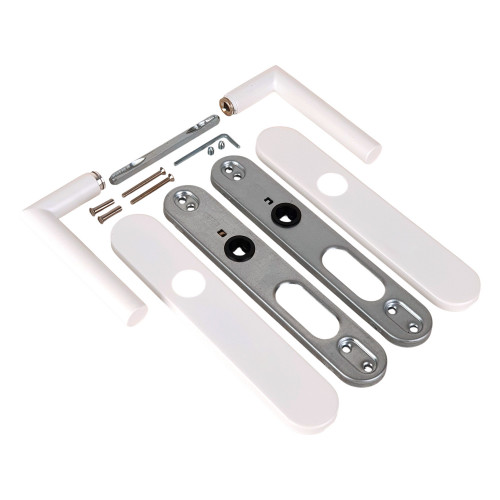 2 poignées de porte Dualfit - Edison, blanc entraxe 165 et 195 mm sans trou