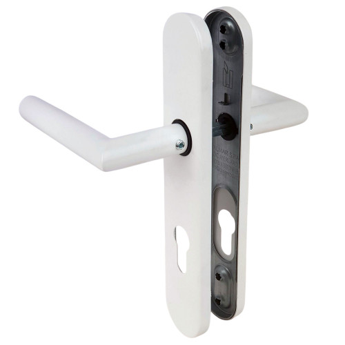 2 poignées de porte Dualfit - Edison, blanc entraxe 165 et 195 mm cylindre