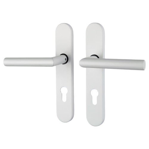 2 poignées de porte Dualfit - Edison, blanc entraxe 165 et 195 mm cylindre