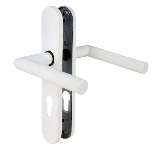 2 poignées de porte Dualfit - Edison, blanc entraxe 165 et 195 mm cylindre