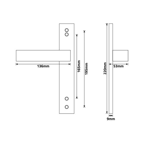 2 poignées de porte Dualfit - Edison, Inox noir brillant entraxe 165 et 195 mm sans trou