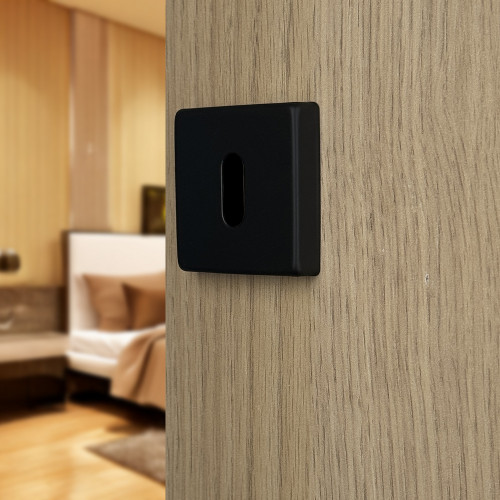 ROSACE CARRE NOIR MAT CLE POUR CHAMBRE