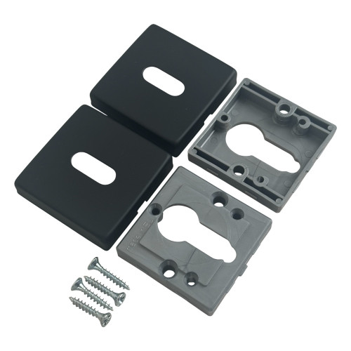 ROSACE CARRE NOIR MAT CLE POUR CHAMBRE