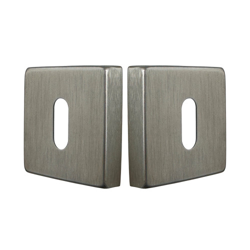 2 rosaces de poignée de porte rondes Mira, Aluminium nickel mat entrée de clé pour chambre