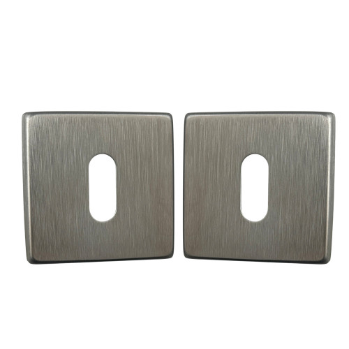 2 rosaces de poignée de porte rondes Mira, Aluminium nickel mat entrée de clé pour chambre