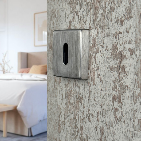 2 rosaces de poignée de porte rondes Mira, Aluminium nickel mat entrée de clé pour chambre