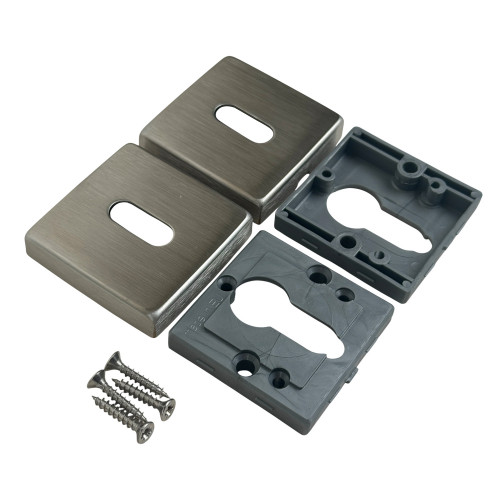 2 rosaces de poignée de porte rondes Mira, Aluminium nickel mat entrée de clé pour chambre