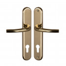 2 Poignée de porte à cylindre VEGA, Euro norme 8-92, Laiton doré poli PVD titane entraxe 195 mm