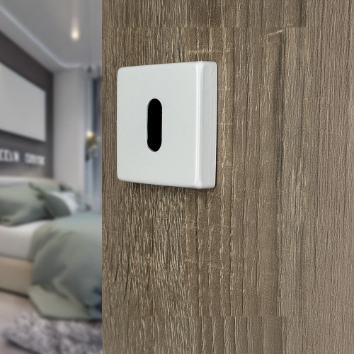 ROSACE CARRE BLANC MAT ENTREE DE CLE