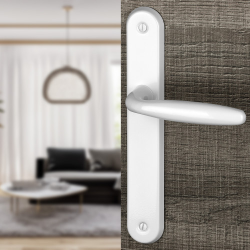 2 poignées de porte BRISTOL, Aluminium blanc RAL9016 mat entraxe 195 mm