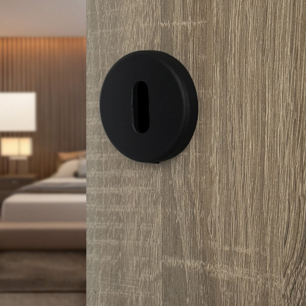 2 rosaces de poignée de porte rondes MIRA, Aluminium noir mat
