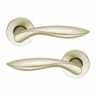 2 poignées de porte sur rosace ronde DETROIT, Aluminium doré F2