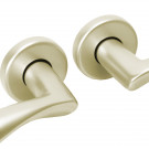 2 poignées de porte sur rosace ronde DETROIT, Aluminium doré F2