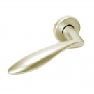 2 poignées de porte sur rosace ronde DETROIT, Aluminium doré F2