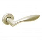 2 poignées de porte sur rosace ronde DETROIT, Aluminium doré F2