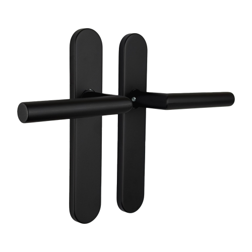 2 poignées de porte Dualfit - Edison, Inox noir mat entraxe 165 et 195 mm sans trou