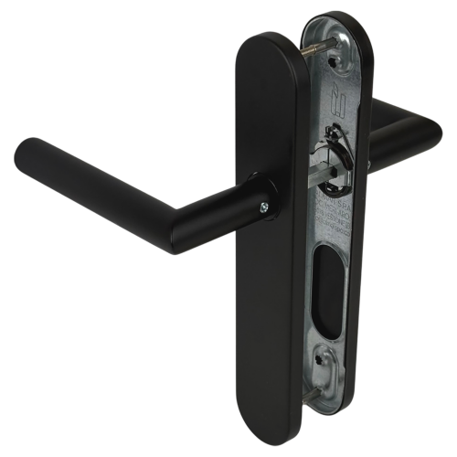 2 poignées de porte Dualfit - Edison, Inox noir mat entraxe 165 et 195 mm sans trou