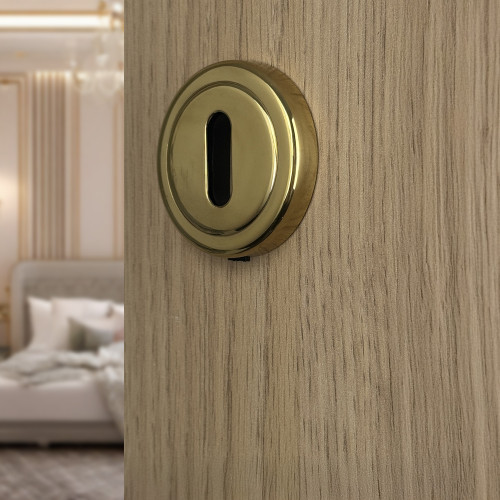 Rosace laiton poli avec liseré fonction entrée de clé