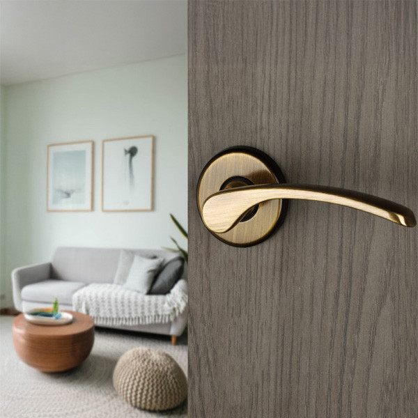 2 poignées de porte sur rosace EVA, Laiton entraxe de 38 mm