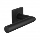 2 poignées de porte sur rosace carrée BRUNELLA, Ressort bidirectionnel, Inox noir mat