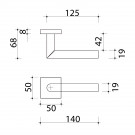 2 poignées de porte sur rosace carrée BRUNELLA, Inox - Schéma