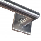 2 poignées de porte sur rosace carrée BRUNELLA, Ressort bidirectionnel, Inox nickel mat