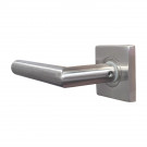 2 poignées de porte sur rosace carrée BRUNELLA, Ressort bidirectionnel, Inox nickel mat