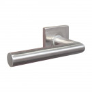 2 poignées de porte sur rosace carrée BRUNELLA, Ressort bidirectionnel, Inox nickel mat