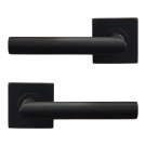 2 poignées de porte sur rosace carrée BRUNELLA, Ressort bidirectionnel, Inox noir mat