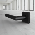 2 poignées de porte sur rosace carrée BRUNELLA, Ressort bidirectionnel, Inox noir mat