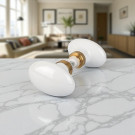 2 boutons de porte intérieure OLIVES, Porcelaine Blanc, Carré 6 et 7 mm