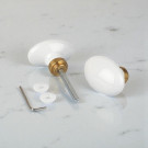 2 boutons de porte intérieure OLIVES, Porcelaine Blanc, Carré 6 et 7 mm